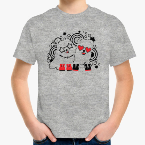 Детская футболка с принтом Милые собаки в очках и музыкальными пузырьками