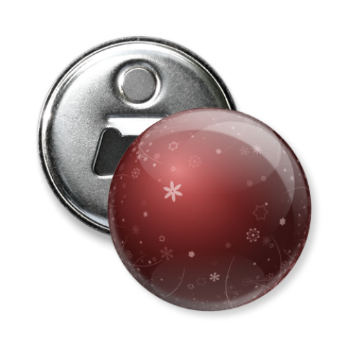 Магнит-открывашка с принтом новогодний шар
