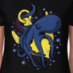 Морское чудовище осьминог обвивший якорь под водой