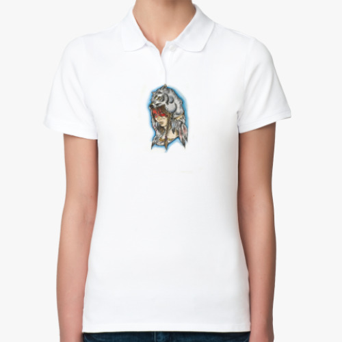 Женская рубашка поло Девушка с волком