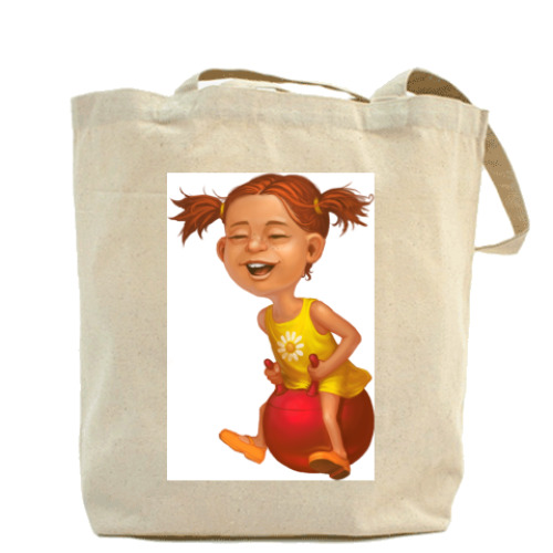 Сумка шоппер с принтом 'девочка на мяче'