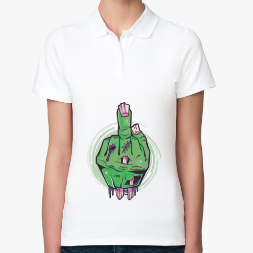 Женская рубашка поло (печать) с принтом Средний палец мертвеца