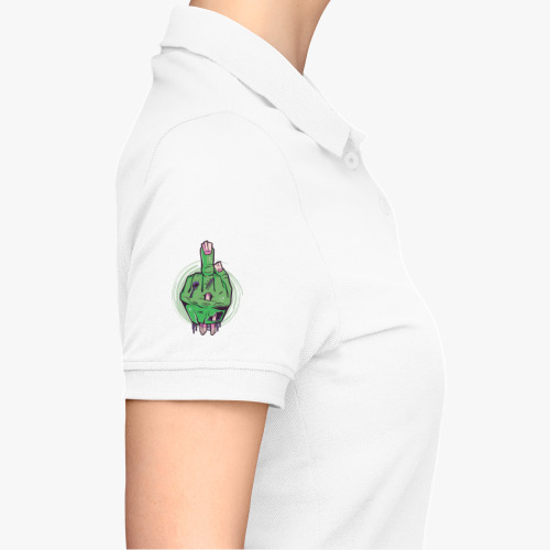 Женская рубашка поло (печать) с принтом Средний палец мертвеца