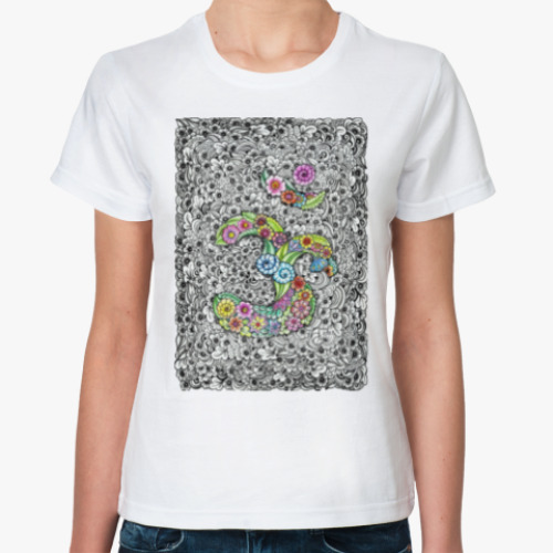 Классическая футболка с принтом Священный символ ОМ (АУМ)