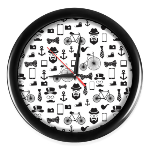 Настенные часы с принтом Хипстерский набор
