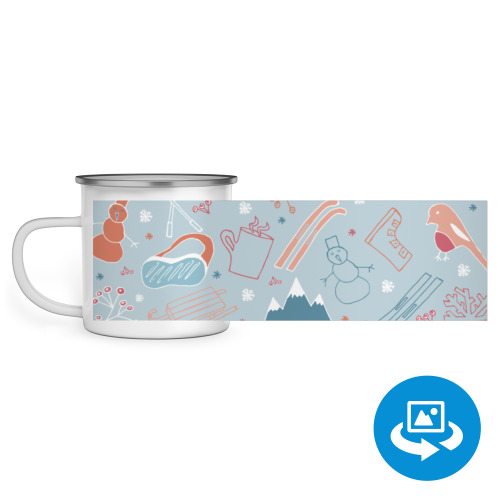 Эмалированная кружка (круговая запечатка) с принтом Зима