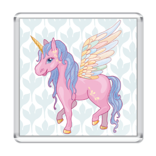 Магнит с принтом Красивый Единорог, Пегас