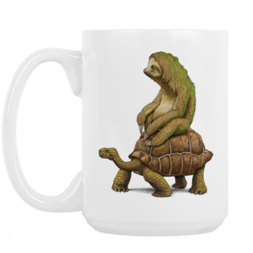 Кружка с принтом Ленивец на черепахе