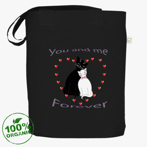 Сумка шоппер с принтом Любовь и котики