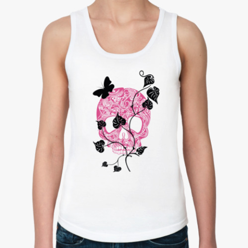 Женская майка с принтом Череп-гламур