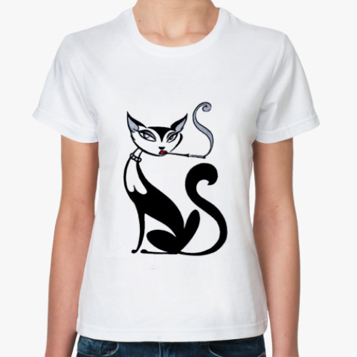 Классическая футболка с принтом   "Киса"