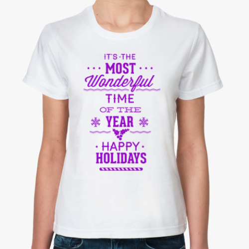 Классическая футболка с принтом Happy New Year!