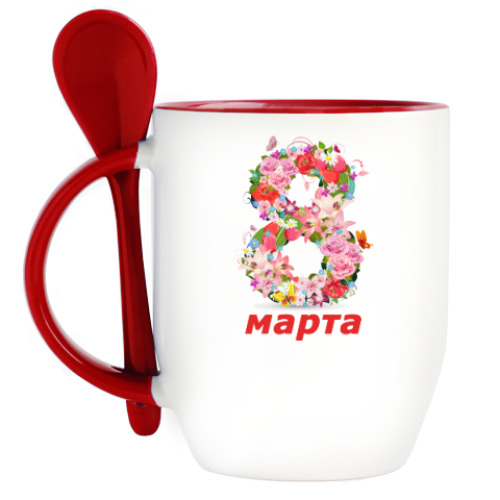 Кружка с ложкой 8 марта