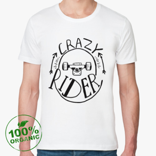 Футболка из органик-хлопка с принтом Сумасшедший скейтер