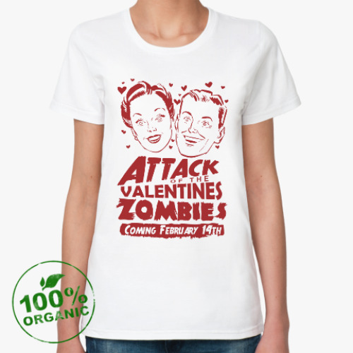Женская футболка из органик-хлопка Зомби Св. Валентина атакуют!