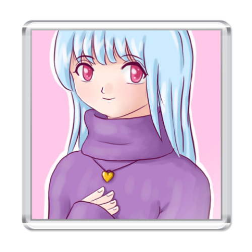 Магнит с принтом  Девочка с сердечком