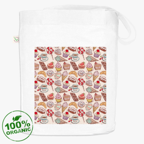 Сумка шоппер рисунок конфетно-шоколадный