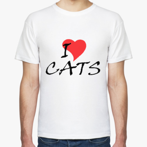Футболка с принтом Я люблю кошек