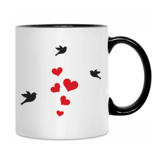 Кружка с принтом Кот и сердце