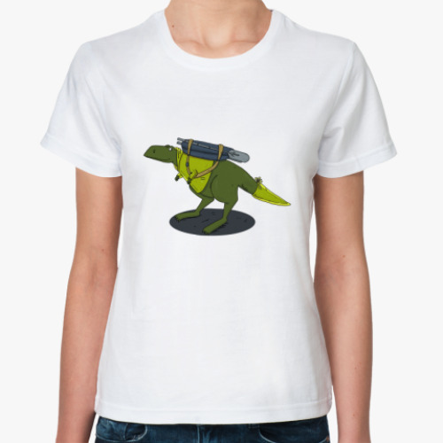 Классическая футболка Тираннозавр-путешественник
