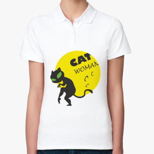 Женская рубашка поло (печать) с принтом Женщина-кошка