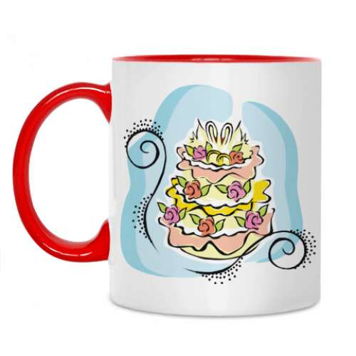 Кружка с принтом Свадебный торт