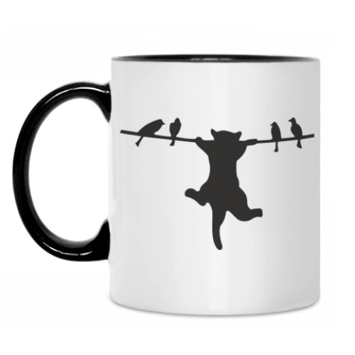 Кружка с принтом Котенок повис