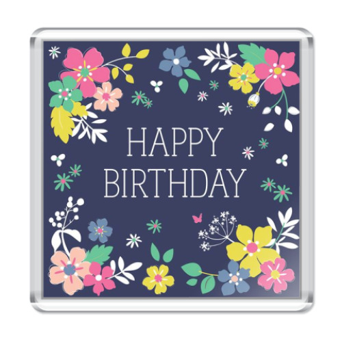 Магнит с принтом Happy birthday
