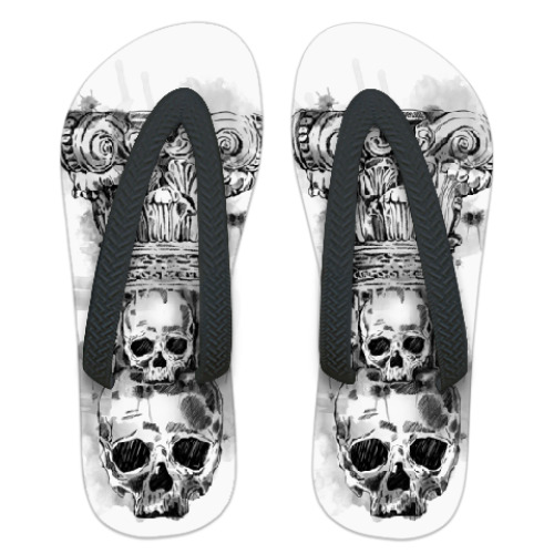 Шлепанцы (сланцы) с принтом Череп-колонна