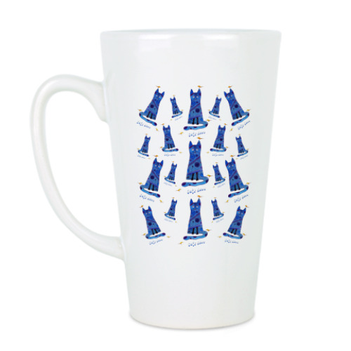 Чашка Латте с принтом Синие котики