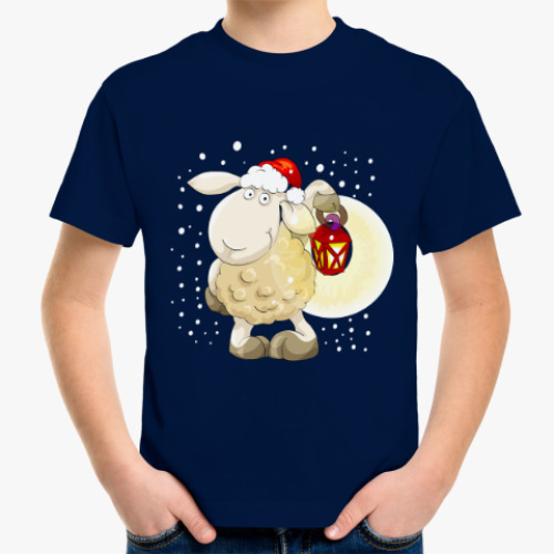 Детская футболка Смешная новогодняя овечка 2015