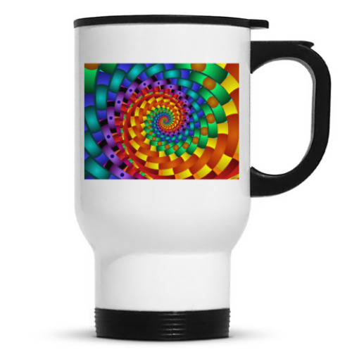 Кружка-термос с принтом Радужный вихрь