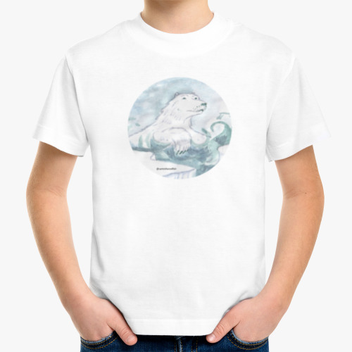 Детская футболка с принтом Белый медведь