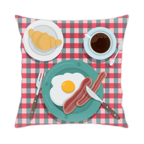 Подушка с принтом 'Завтрак в постель'