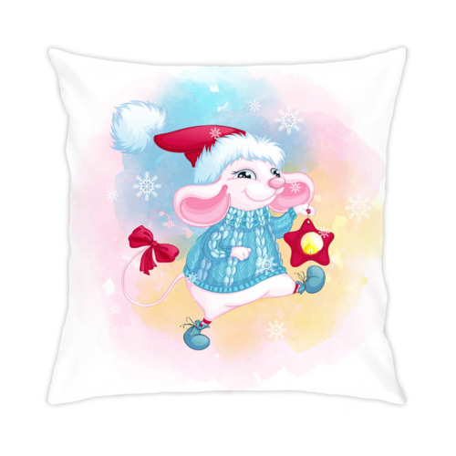 Подушка с принтом Мышонок