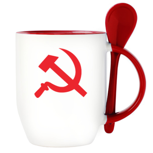 Кружка с ложкой с принтом 23 февраля СССР