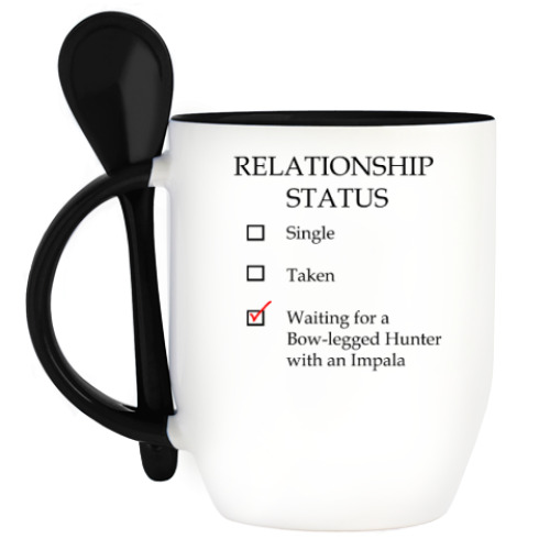 Кружка с ложкой с принтом В ожидании охотника на Импале