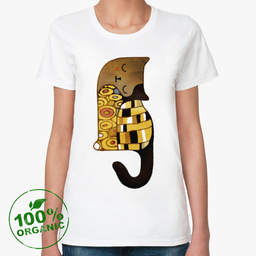 Женская футболка из органик-хлопка Кот художник в стиле модерн