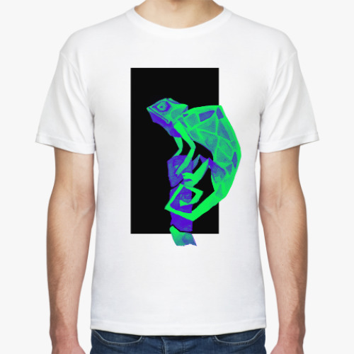 Футболка с принтом Хамелеон Кислотный