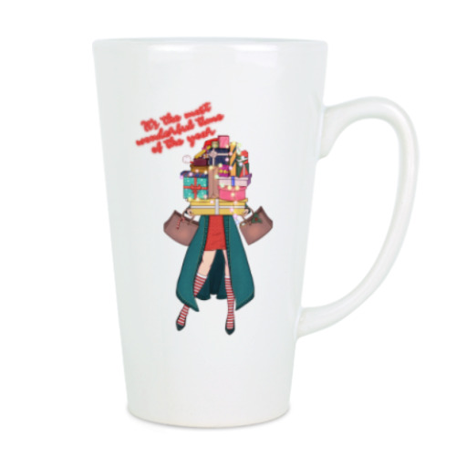 Чашка Латте с принтом Время подарков