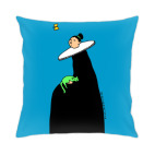 Woman with green cat