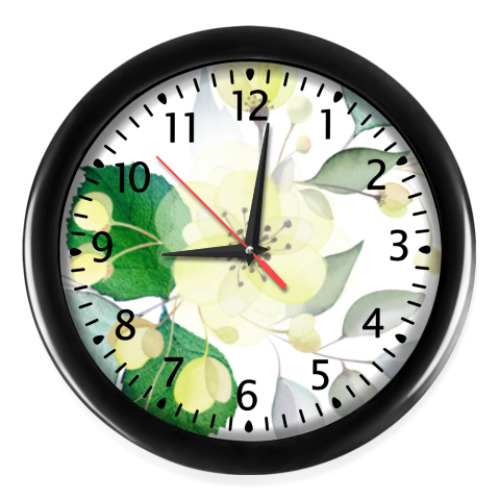 Настенные часы с принтом нежные акварельные  цветы