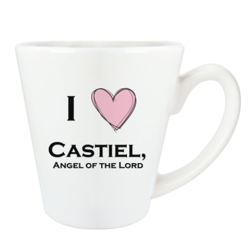 Чашка Латте с принтом I love Castiel