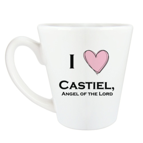 Чашка Латте с принтом I love Castiel