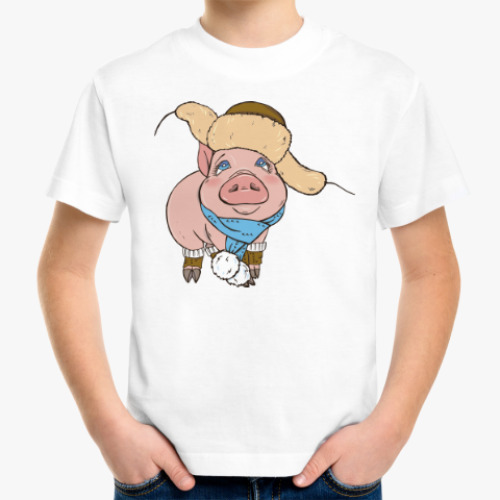 Детская футболка Новогодняя Свинка
