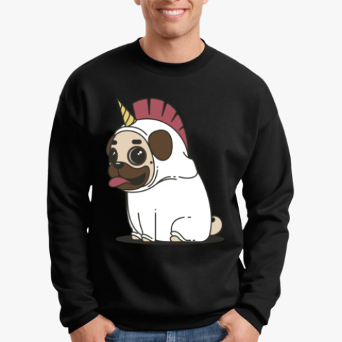 Свитшот с принтом Мопс-единорог