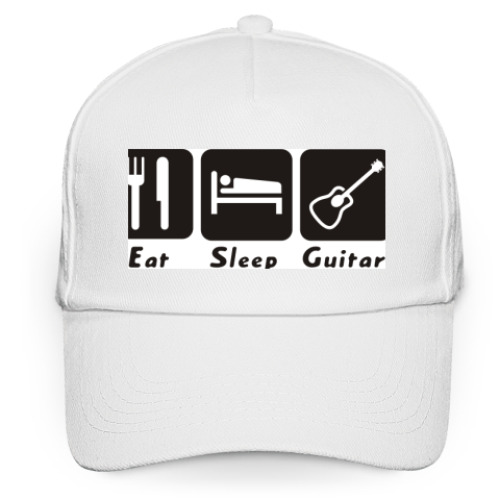 Кепка бейсболка с принтом Кепк аeat sleep guitar