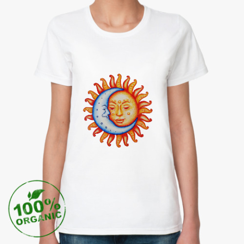 Женская футболка из органик-хлопка Солнце-луна