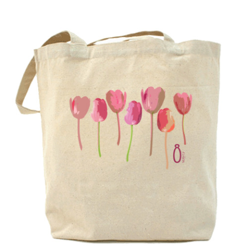 Сумка шоппер с принтом Тюльпаны