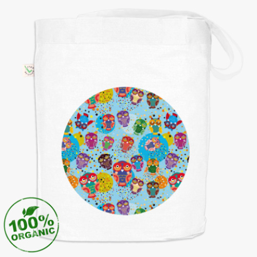 Сумка шоппер смешные яркие совы